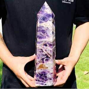 9.79LB Natural Dream Amethyst Crystal Column Wand Obelisk Point Reiki Healing